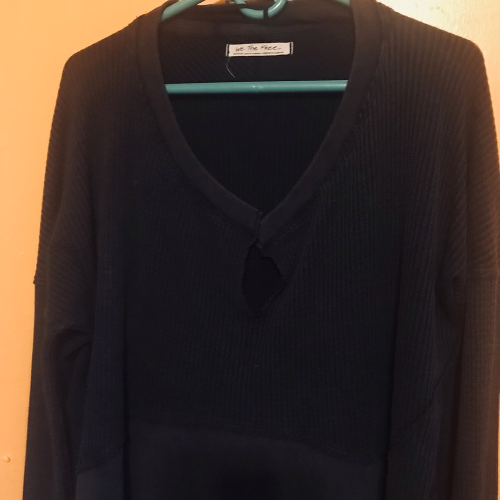 We The Free Brownish Black ( Brack/ espresso) V-Neck Sweater - Picture 5 of 6